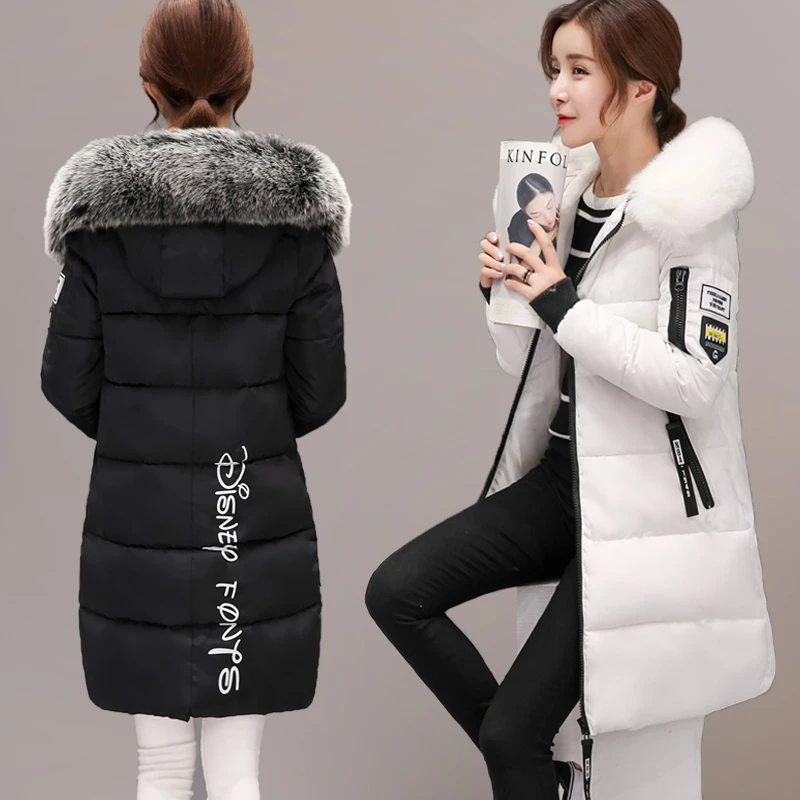 Abrigo Grande de Estilo Coreano para Mujer, Chaquetón de Algodón Cuello de Pelo, Parka de Moda, Gruesa y Cálida, Medio Larga, Invierno|Parkas| - AliExpress