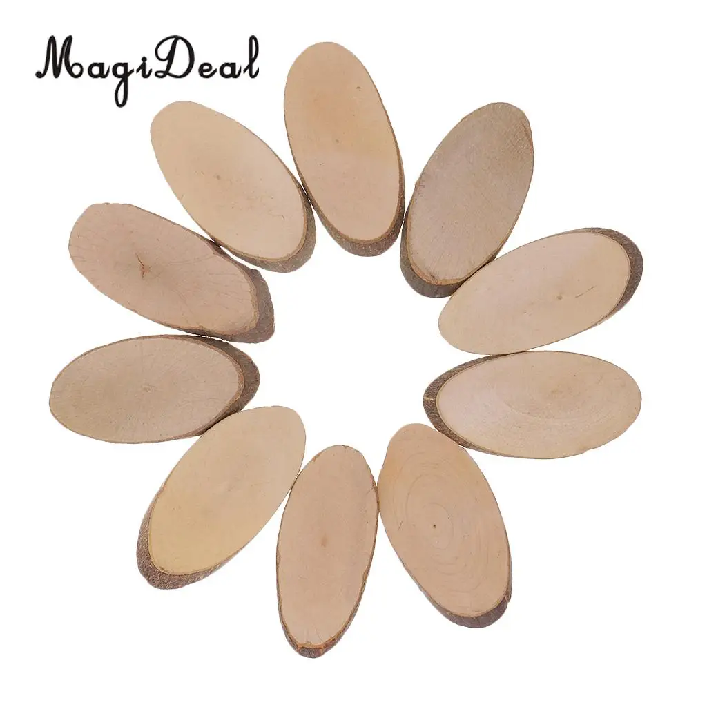 10pcs Oval Shape Wood Slices DIY Rustic Craft Decorations For Christmas Table Centerpieces Cards Wedding Decoration Gift Tags