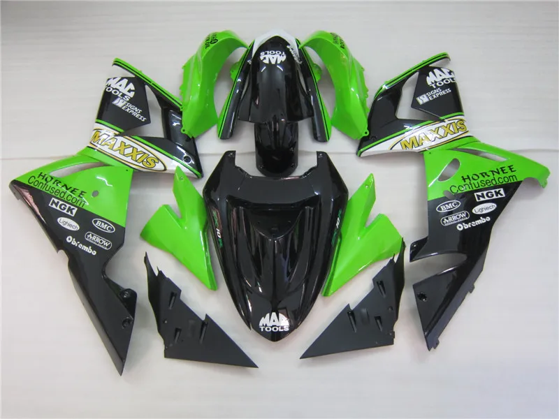 Пользовательские окрашенный комплект обтекателей для Kawasaki ZX10R 2004 2005 Ninja ZX-10R 04 05 цвета: зеленый, Черный ABS Обтекатели BB1