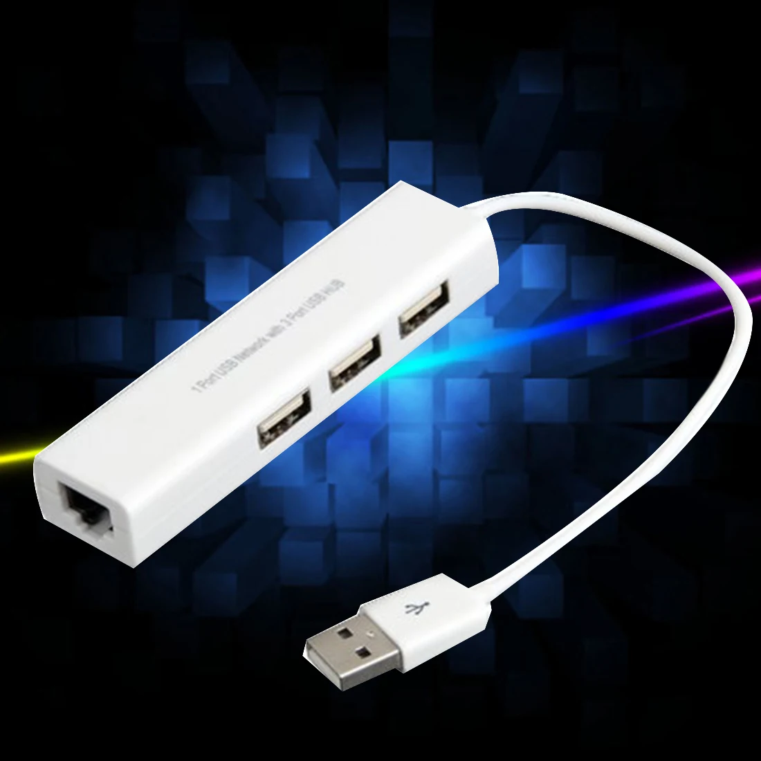 Высококачественный портативный USB 2 0 к RJ45 Lan сетевой Ethernet адаптер карта + 3 порта