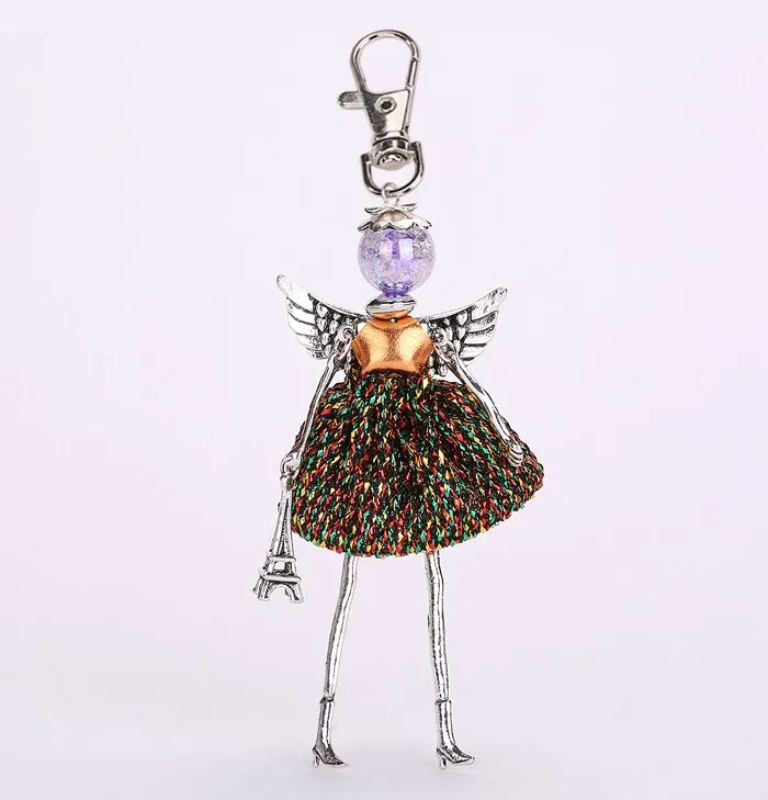 YLWHJJ женский кукольный брелок для ключей милое платье подвеска принцессы Крылья Ангела Серебряный мусор брелок для ключей для девочек модное ювелирное изделие