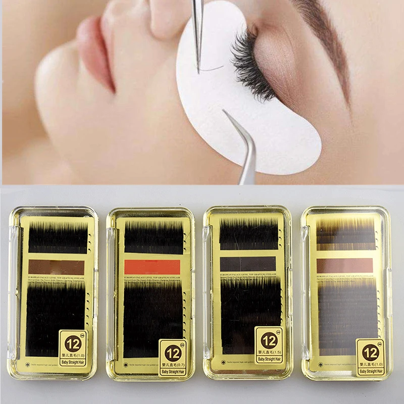 12mm Individual Eyelashes False Human Hair Brown and Black Fake Natural