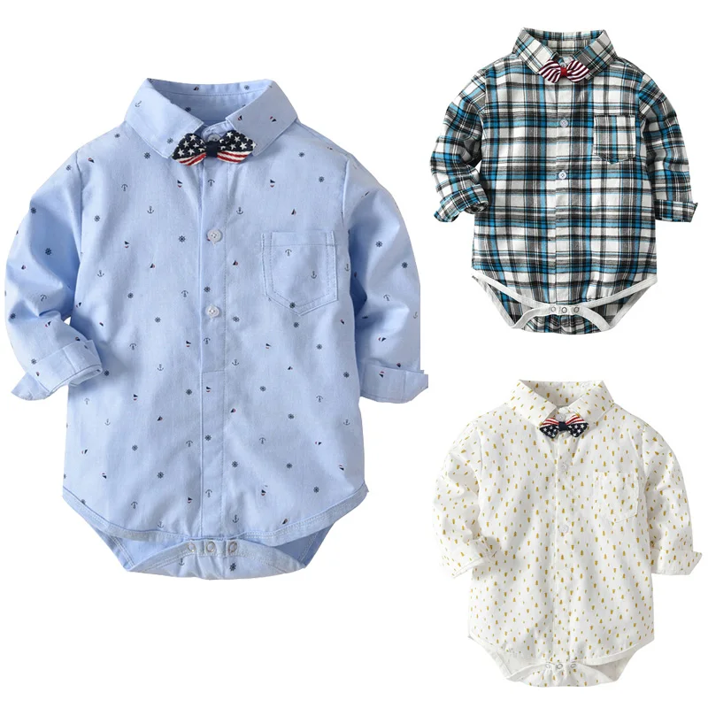 Newborn Boy Rompers Autumn Baby Gentleman Clothes Long Sleeve One