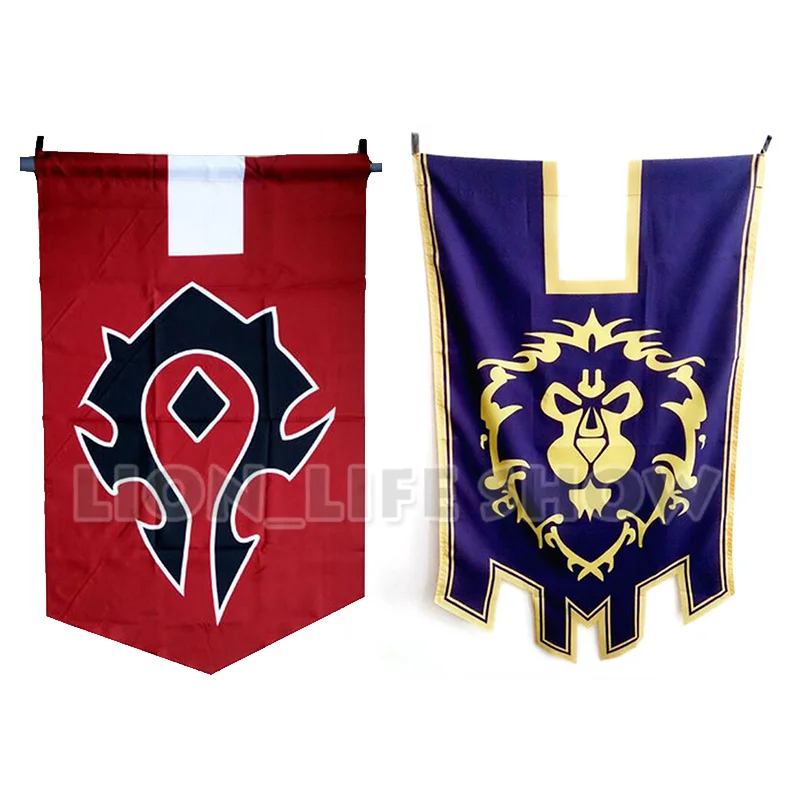 World of Warcraft WOW Альянс Орда баннер флаг лавсан Синий Домашний Декор косплэй аксессуар - изображение