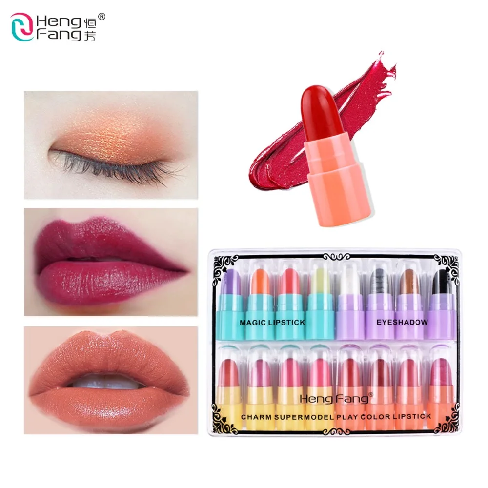 

1Set=16Pcs HengFang Makup Set Color Lipstick and Eye shadow and Magic Lip balm Makeup 16colors #9034
