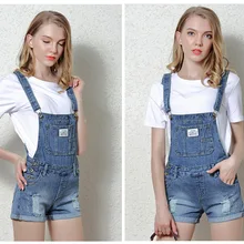 Синий джинсовый комбинезон шорты женские большие размеры Летние Элегантные рваные джинсовые шорты хлопок оверол Mujer джинсы для женщин
