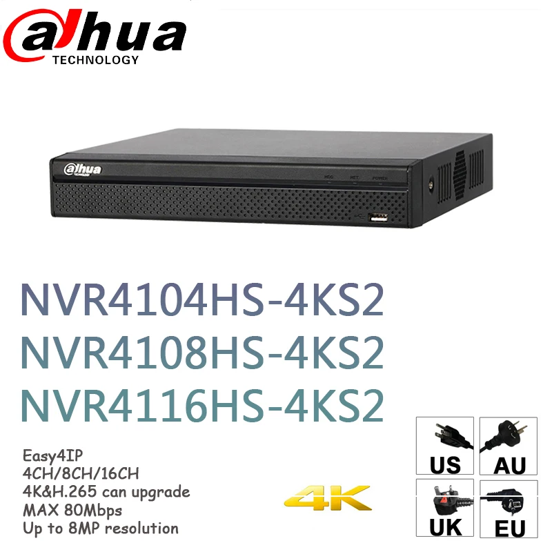 

Dahua NVR 4K NVR Video Recorder NVR4104HS-4KS2 NVR4108HS-4KS2 NVR4116HS-4KS2 4CH 8CH 16CH H.265/H.264 Up to 8MP resolution