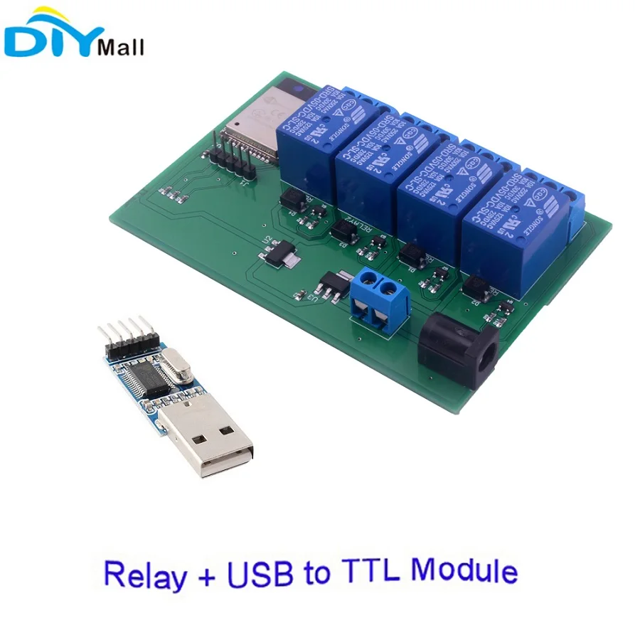 ESP32 4 канала Wi-Fi Bluetooth релейный модуль ЕС CE питание США UL адаптер зарядное устройство USB к ttl конвертер Модуль для Android IOS - Комплект: Relay and USB to TTL