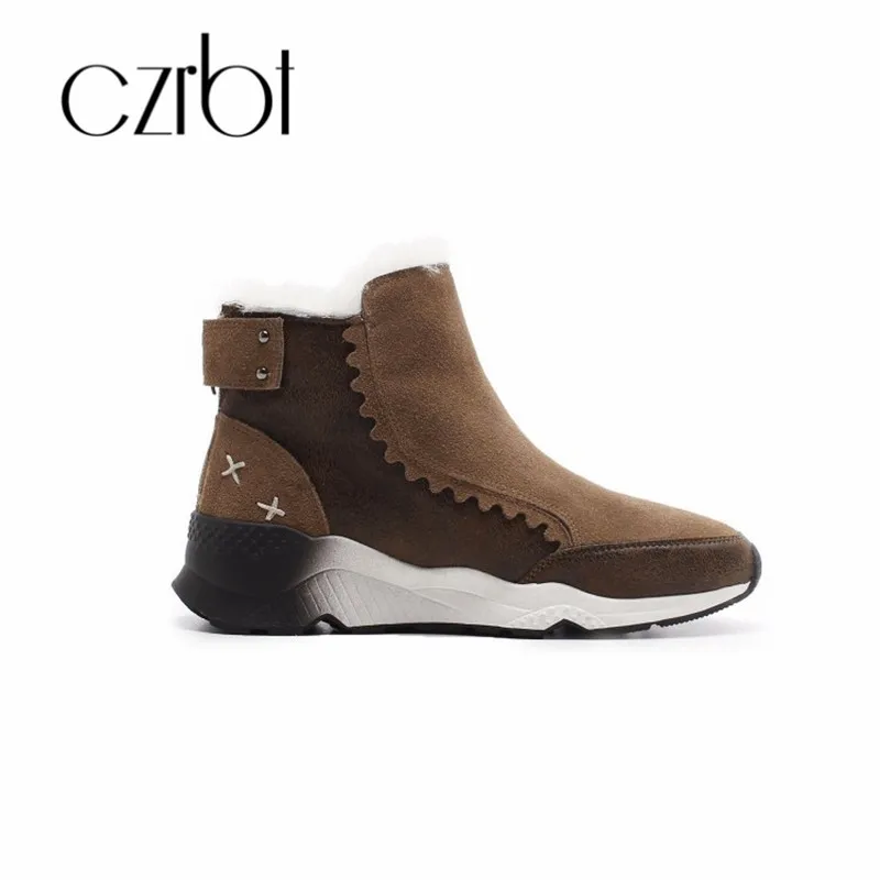 formes Neige Plates Noir Peluche La Confortable D'hiver Talons marron Czrbt Laine Avec En Femme Femmes De Cuir 2018 Coins Bottes Cheville Chaussures Véritable 6gfUwZ1