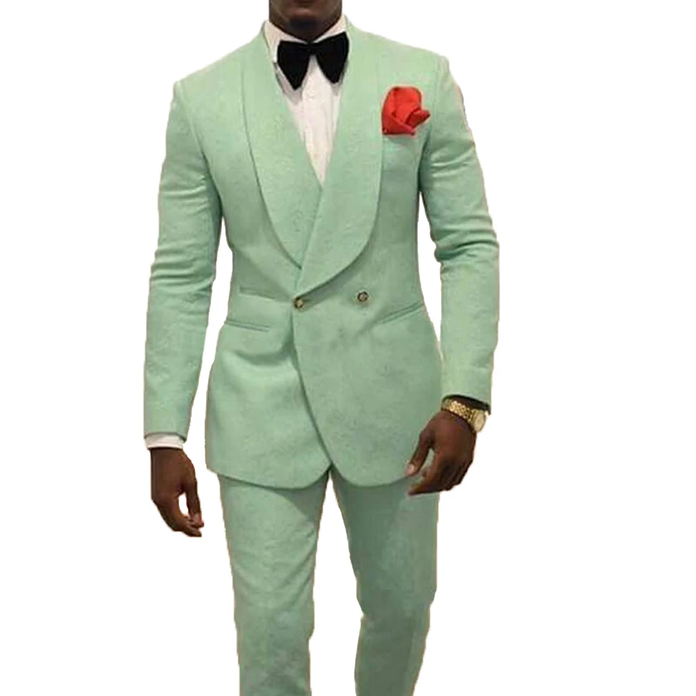Fashion Mint Green Mens Suit Slim Fit 2 Pieces new double breasted