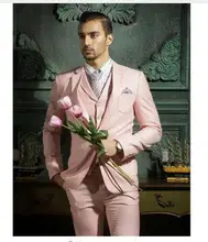 2017 Latest Coat Pant Designs Hot Pink Men Suit Slim Fit Wedding Suits for Men Skinny Custom Groom Blazer 3 Piece Tuxedo Ternos