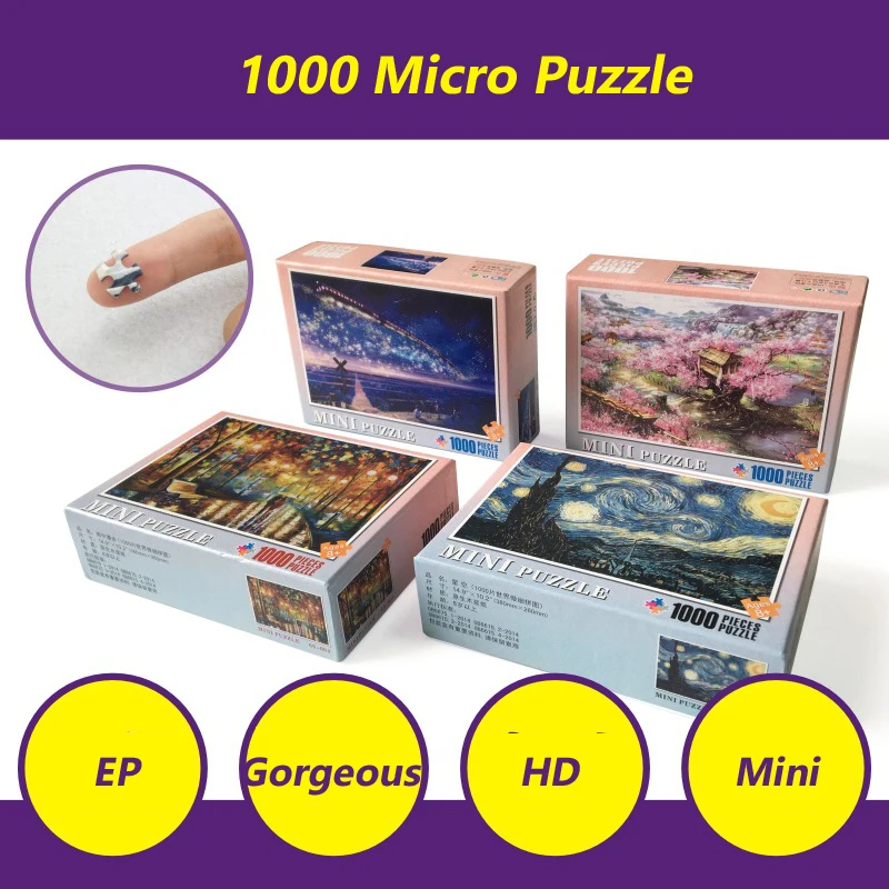 

2019 Hot Sale Christmas Gift 1000 pieces jigsaw Puzzles for Adult Educational Micro Puzzle Toys