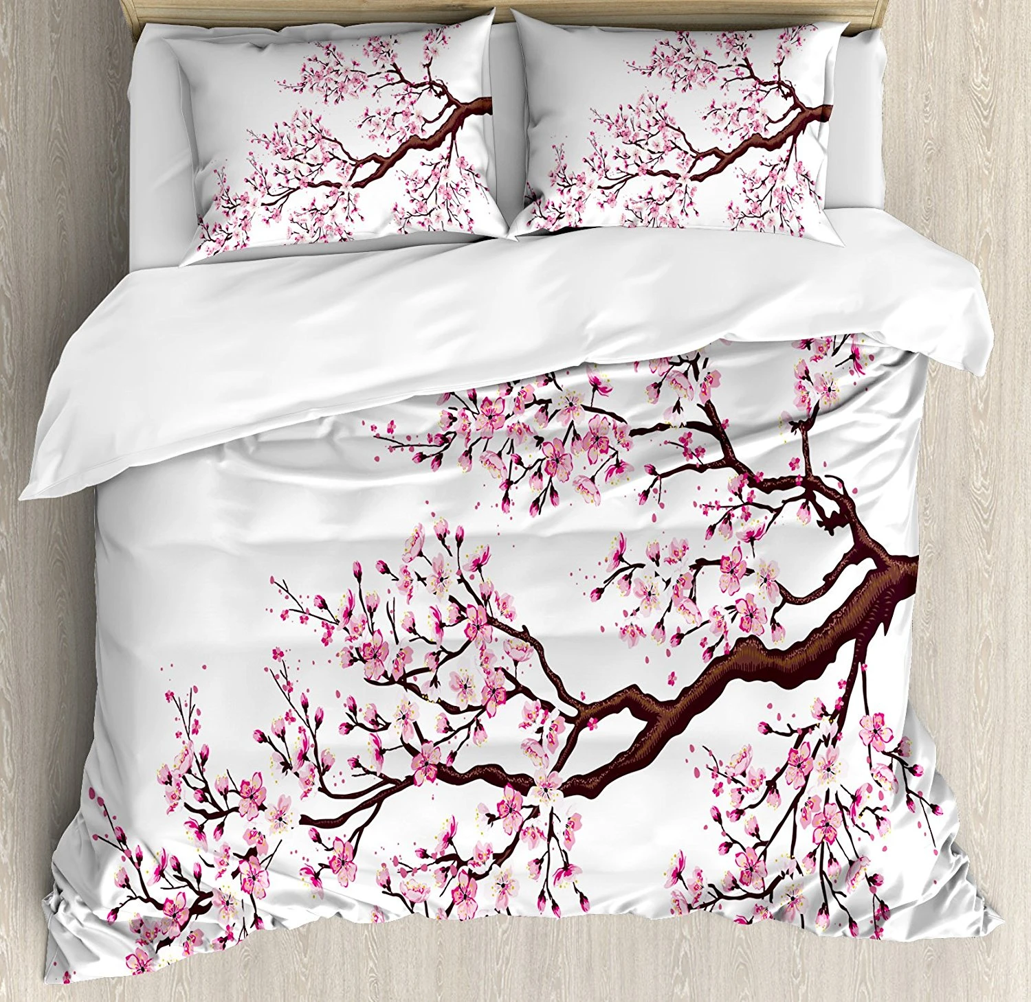 Japanese Duvet Cover Set Branch Of A Flourishing Sakura Tree Flowers Cherry Blossoms Spring Theme Art Bedding Set Pink Brown Bedding Sets Aliexpress