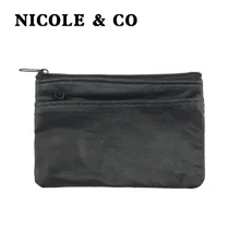 NICOLE& CO, мужской кожаный кошелек для монет, черный мини кошелек, однотонный кошелек из натуральной кожи на молнии, маленький кошелек, кошелек, сумка для мелочи