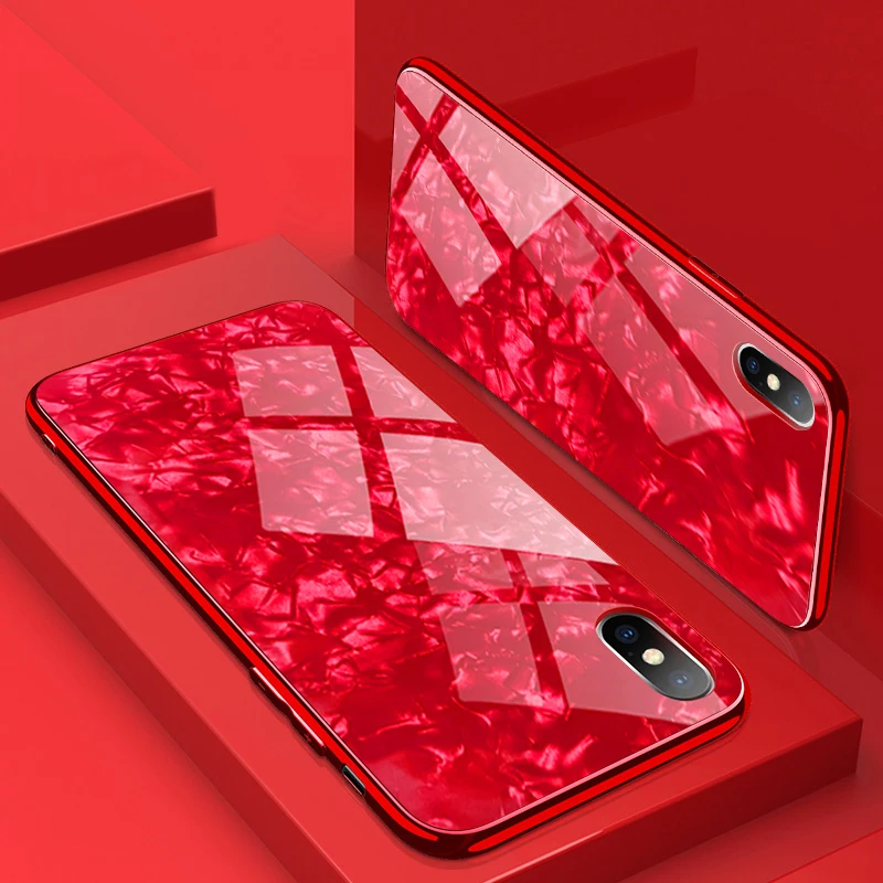 

Luxury Glass Phone Case Cover Bumper On The For iPhone X 6 s 7 8 Plus Tempered Glass + TPU Case For iPhone 6 6s 7 10 Xs max Case