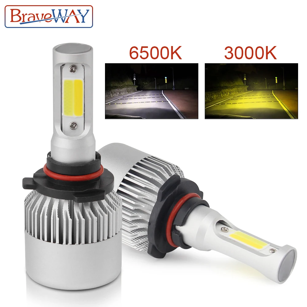 BraveWay S2-Dual Цвет светодиодный лампы для автомобилей 3000 К 6500 К H4 светодиодный H7 светодиодный лампы для автомобилей H1 H8 h11 9005 HB3 9006 HB4 H27