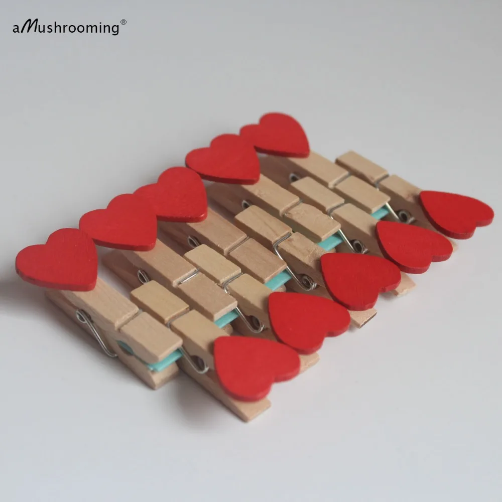 Buy Red Heart Red Pegs Mini Wooden Craft Pegs Mother's