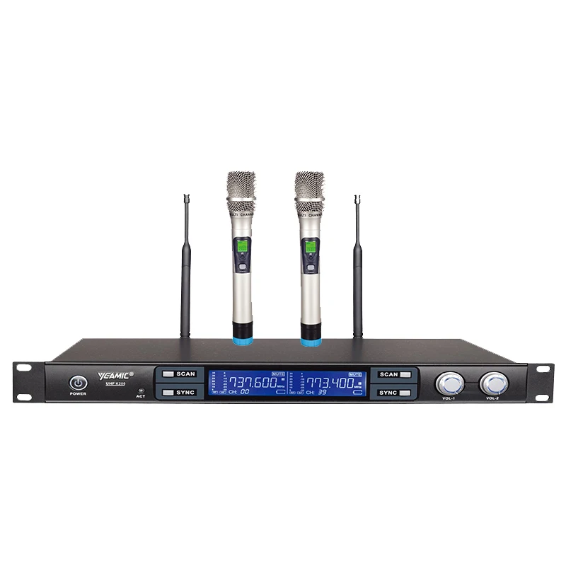 

K200 WIRELESS Microphone Metal construction PRO Karaoke UHF Dual 2 Channel LED System with 2 MIC Fixed Frequency