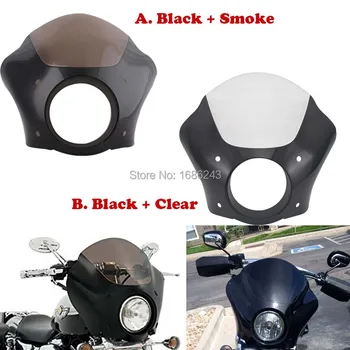 

Motorcycle Gauntlet Headlight Fairing Cowl Cover Mask 7" Transparent Smoke For Sportster XL883 XL1200 Road King Electra Glide