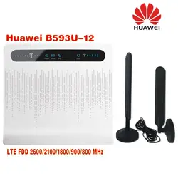Huawei B593u-12 4 г LTE Беспроводной CPE маршрутизатор шлюза 100 Мбит/с Wi-Fi Hotspot sim-карты + 2 шт. B593 4 г антенна