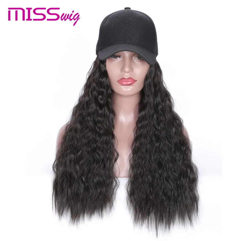 Miss wig кудрявый Кудрявый Длинный 22 дюймов натуральный черный колпачок волосы для наращивания шляпа шиньон синтетический термостойкий волос кусок