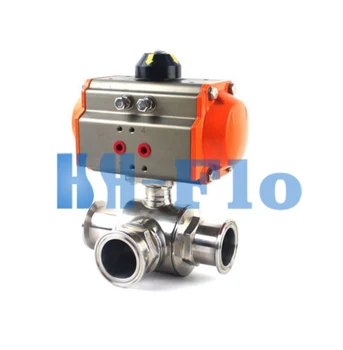 

2" Sanitary Stainless 304 Three way T-port Tri-Clamp Pneumatic Ball Valve