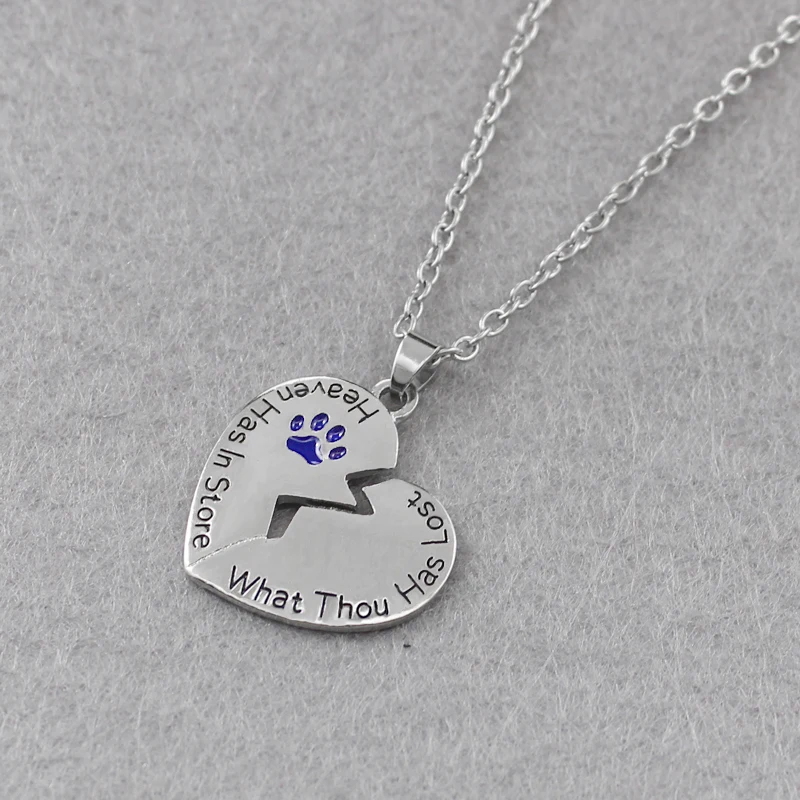 

Broken heart shape animal paw Print Pendant necklace Personality fashion Send a good friend's gift Party dress up jewelry