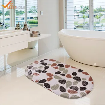 

39cmx69cm Anti Slip Bath and Shower Mat With Suction Cups Stone Pattern PVC Bathtub Mat