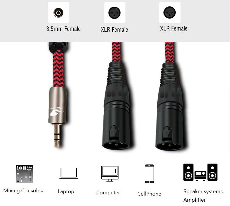 Stereo Jack 3 5mm to Dual XLR Male Audio Cable For Computer Headphone Mixer Console Amplifier Home Theater Devices 1m 2m 3m 5m
