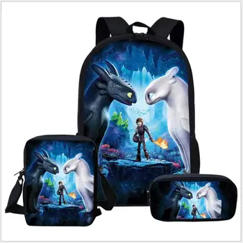 

New 17 Inch How to Train Your Dragon 3pcs/Set Children School Bags Orthopedic Backpack Kids School Boys Girls Mochila Infantil