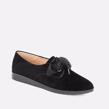 

SOPHITINA Comfortable Women Classic Flats High Quality Kid Suede Lace-up Round Toe Casual Shoes Spring Leisure Mother flats P41