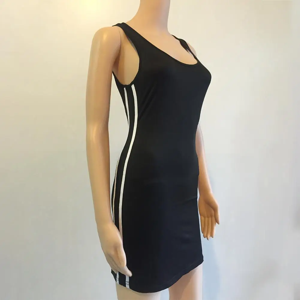 Женское платье на бретельках Yfashion летнее Повседневное с полосками и прострочкой