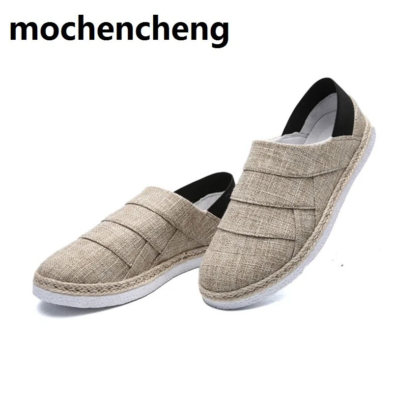 

New Slip-on Lazy Shoes Casual Shoes for Summer Breathable Hemp Canvas Shoes Soft Light Design Comfortable Men Loafers Driving