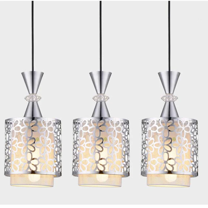 

New Modern Crystal Bar Pendant Lamp Glass Iron Suspension Light For Dinning Room 3 Heads Lamps PL431