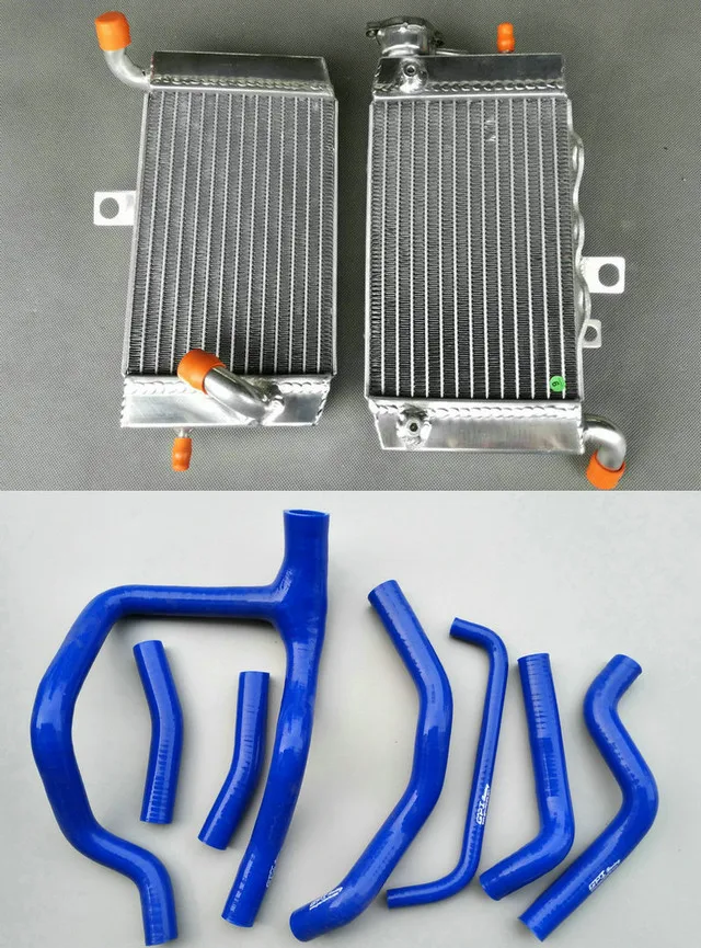 Левый и правый боковой алюминиевый радиатор для Honda XRV750 Африка Twin XRV750T 742 cc V-twin XRV 750 T& силиконовый шланг для подачи охлаждающей жидкости - Цвет: BLUE