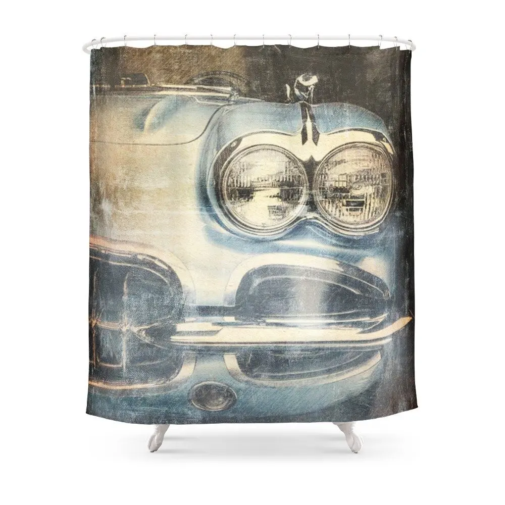 Corvette Shower Curtain Set Bath Curtain For Bathroom With Non slip
