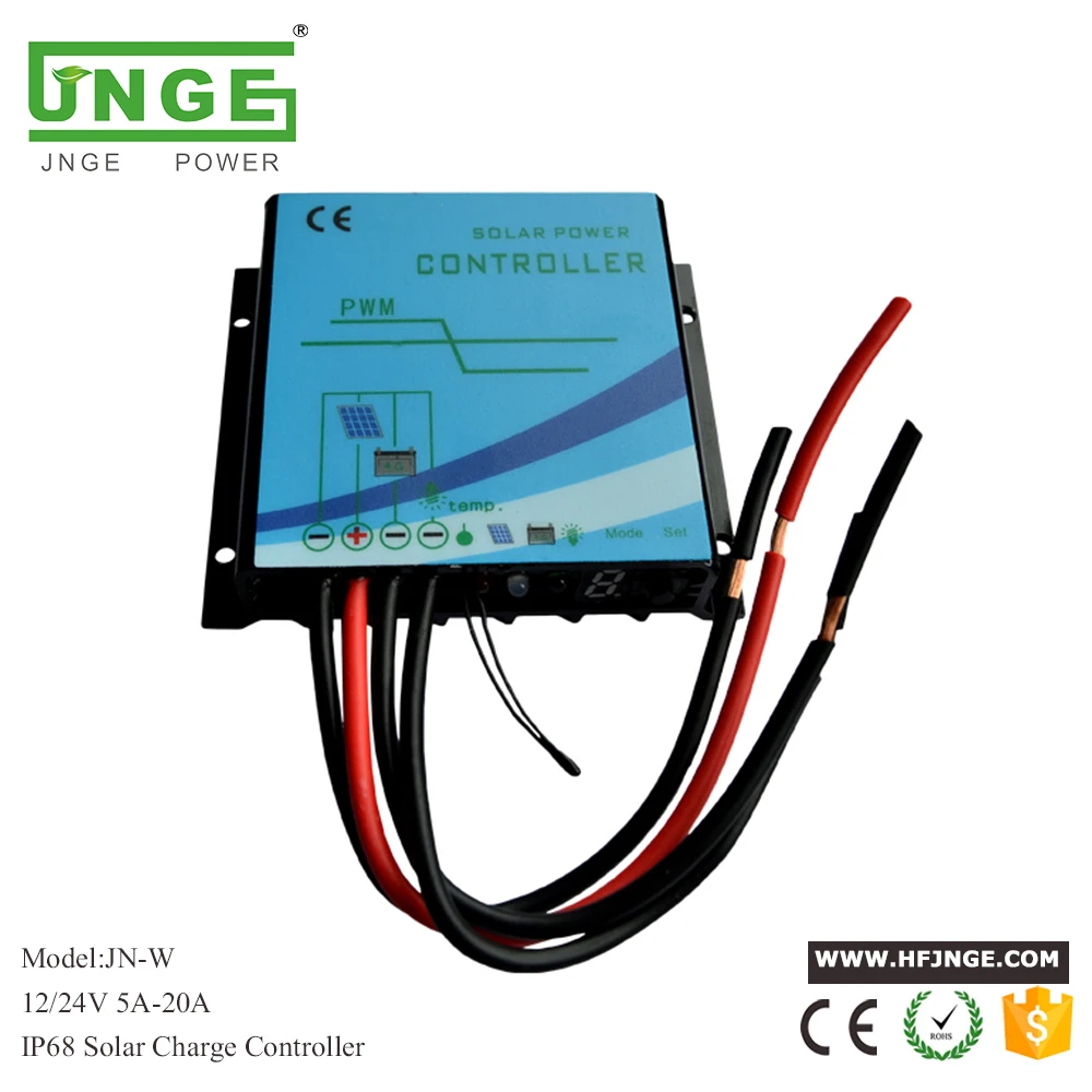 

JNGE POWER 10A Solar Charge Controller Regulator 12/24v auto IP68 Waterproof with Light and timer Control for LED Light Lamp