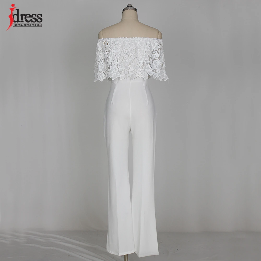 IDress Lace Crochet Rompers Women Jumpsuit Sexy Strapless Bodycon Jumpsuit Wide Leg Black White Yellow Long Pant Romper Overalls (28)