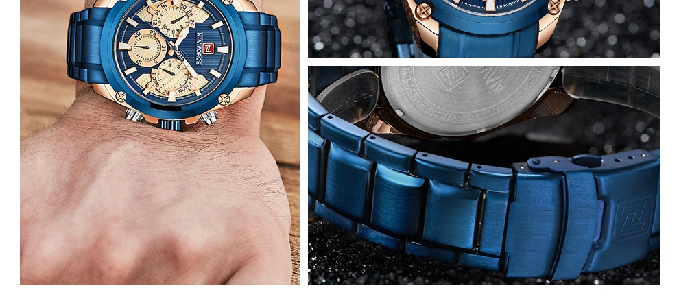 NAVIFORCE Лидирующий бренд Мужская мода кварцевые наручные часы Водонепроницаемый Нержавеющая сталь военные спортивные часы Relogio Masculino