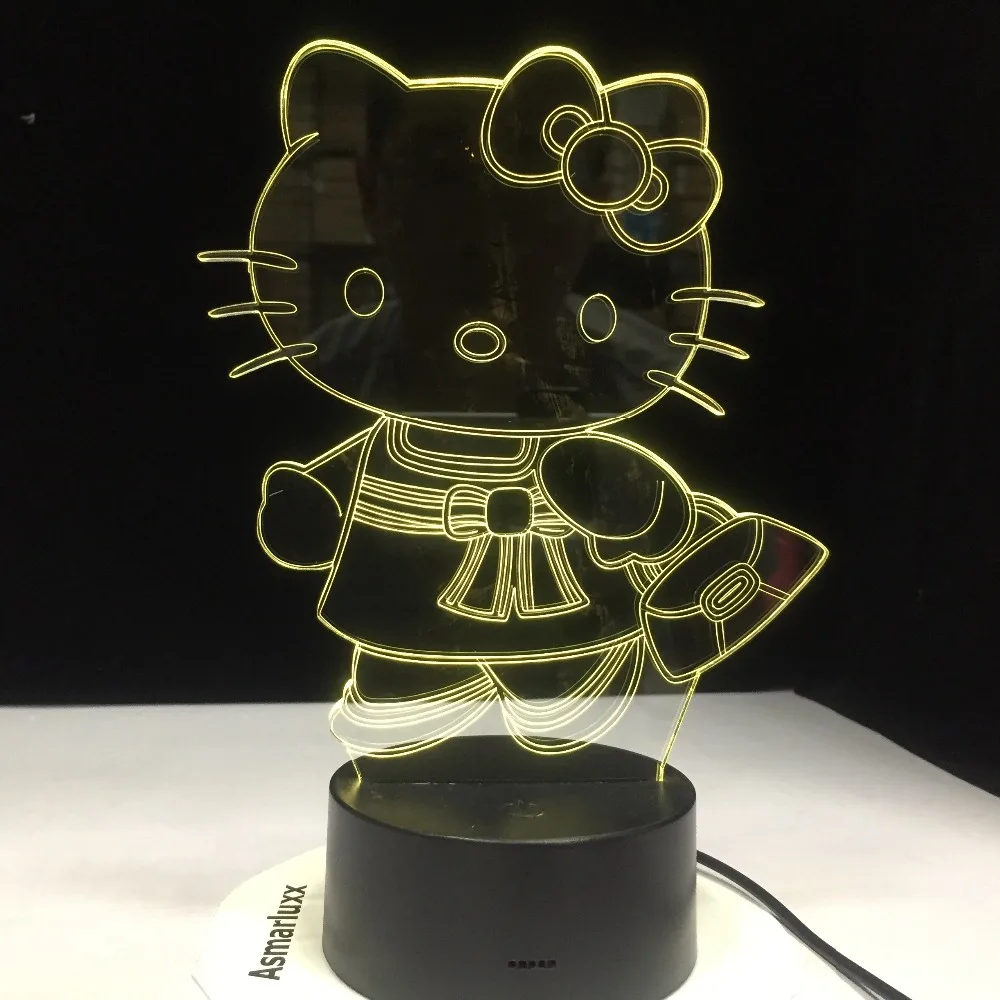 Сумка Kitty Cat 3D настольная Светодиодная лампа переключатель или AA батарея USB подарок для девочки спальня ночник разноцветный девочка домашний Декор подарок