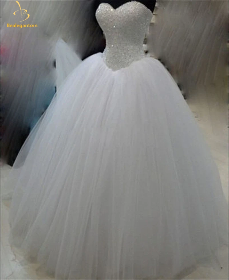 Bealegantom/Белое пышное платье бальное платье с кристаллами на шнуровке Vestido De Debutante Пышное милое 16 вечерние платья QA1455