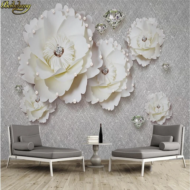 beibehang Custom Photo Wallpaper Mural Wall Sticker Fine Stereo Peony Soft Set Diamond Jewelry Background Wall