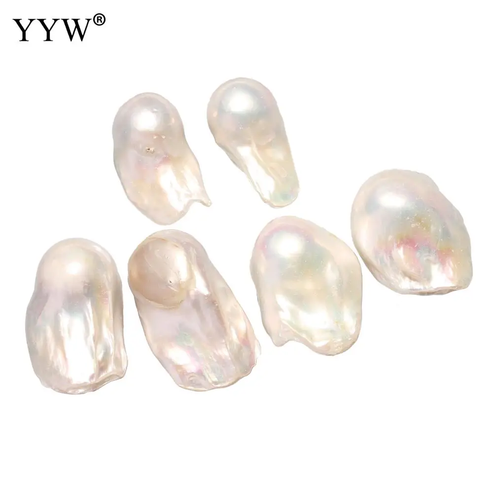 

1Pair 15-20mm Pearl Beads For New Women Fashion Jewelry High Quality Cultured No Hole Freshwater Pearl Beads natural white Beads