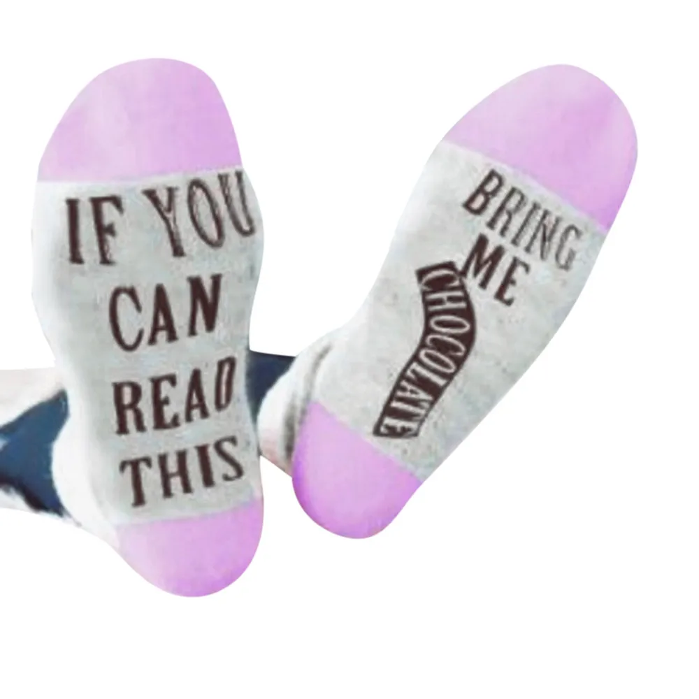 

Hip Hop Unisex Harajuku Socks Women White Mesh Letter Print Short Bring Me Chocolate Funny Socks Calcetines Mujer