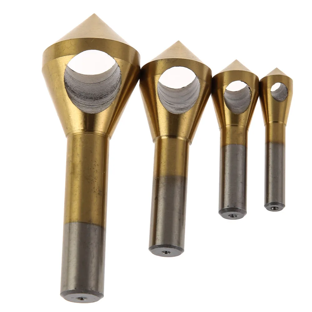 4pcs Countersink Drill Bit HSS Titanium Coated Deburring