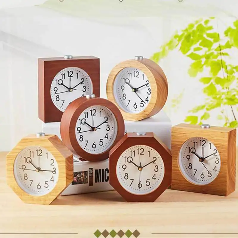 Square Circular Bed Alarm Clock No Ticking Snooze Backlight Digital Clock Mini Mute Children Student Desk Watch Bedside Desk