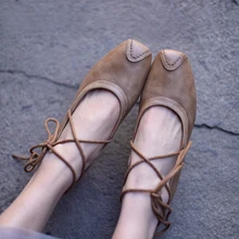 Artmu/оригинальные винтажные туфли из натуральной кожи с квадратным носком; удобная обувь ручной работы на мягкой плоской подошве с перекрестной шнуровкой; 9728-6