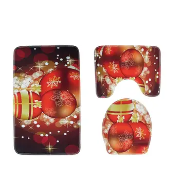 

Three Pieces Bathroom Pedestal Mat Toilet Rug Set Comfortable Skidproof Water-absorbing Bath Mat Contour Rug Toilet Lid Cover