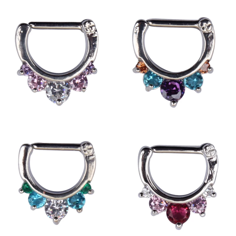 1pcs Crystal Septum Clicker Ring Hanger Clip On Non Piercing Zircon Nose Hoop Body Jewelry | Украшения и аксессуары