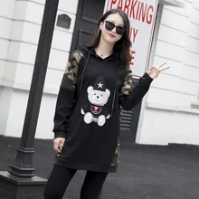 Плюс размер пальто с капюшоном Новые весенние и осенние свитшоты Европейский Свободный Длинный свитшот Большие размеры женские низкие толстовки